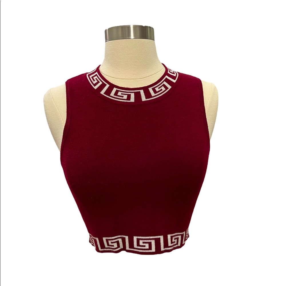 Papaya Crop Top Size Large Burgundy in Color - Picture 1 of 3